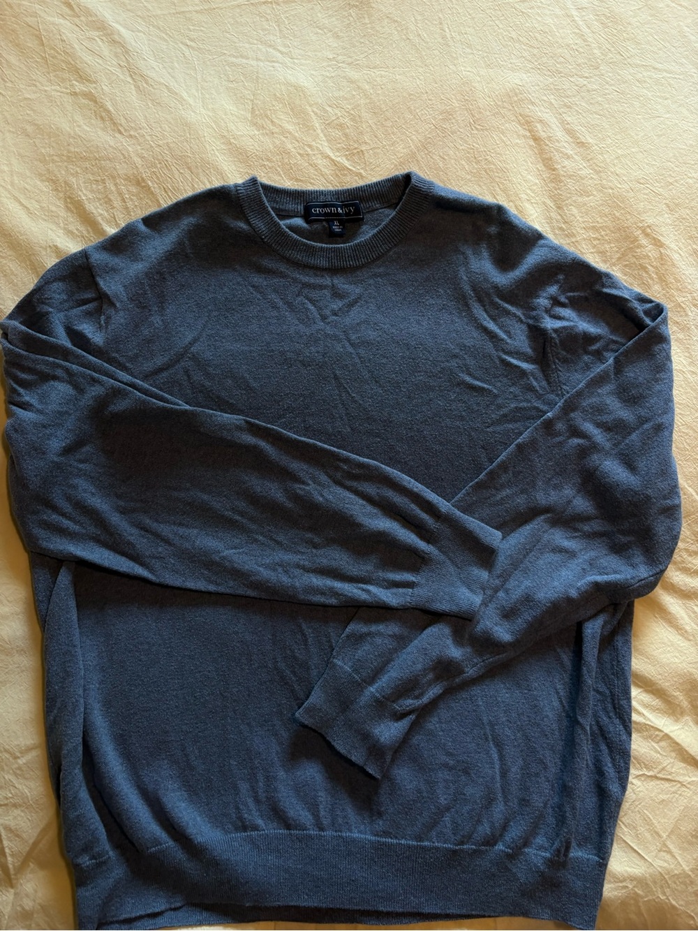 crown & ivy Men's Navy Crewneck Sweater - Solid Navy